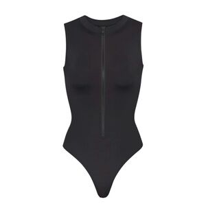 SKIMS SWIM ZIP FRONT SLEEVELESS ONE PIECE | ONYX - NEW